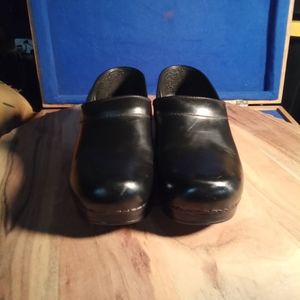 Dansko Black Leather Mules